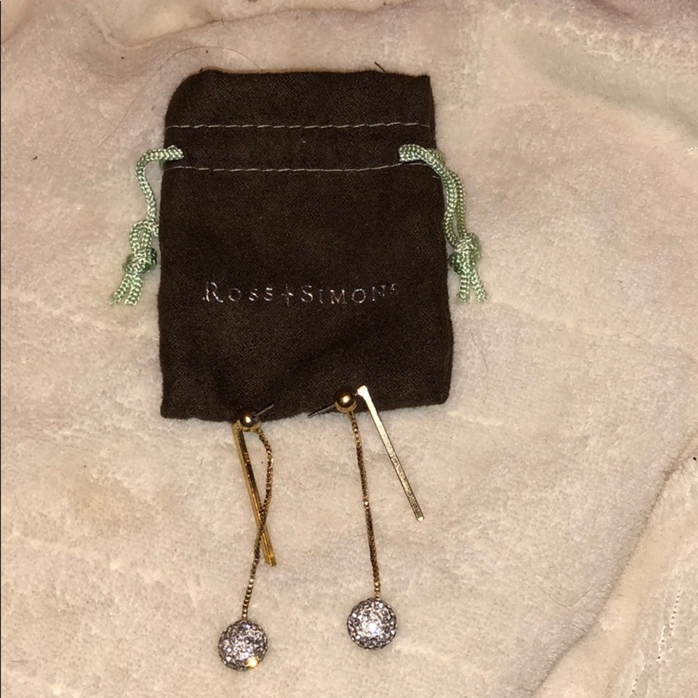 Ross Simons gold and crystal drop earrings
